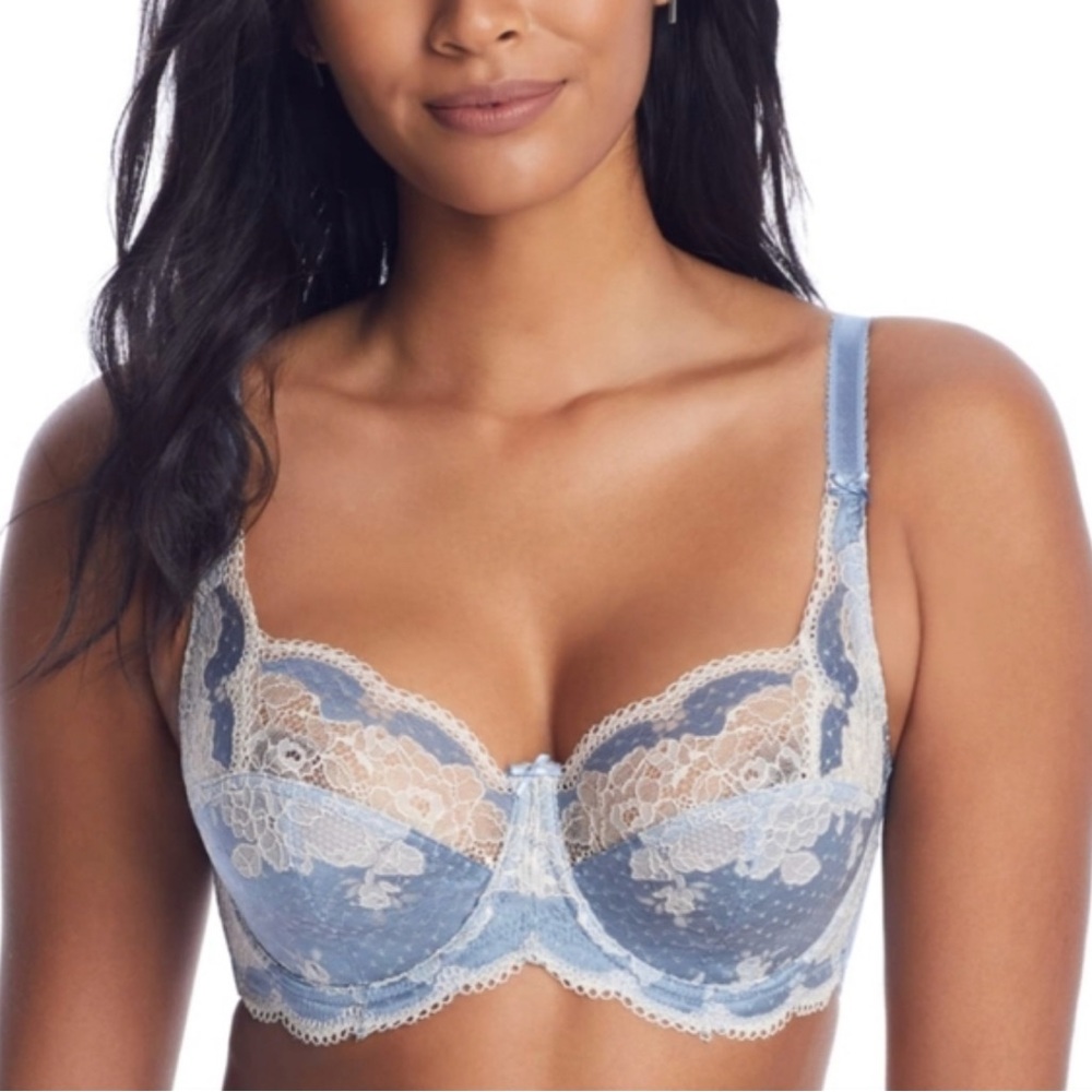 Panache Clara Soft Cup Lace Underwire Bra in Blue 38DD (E)